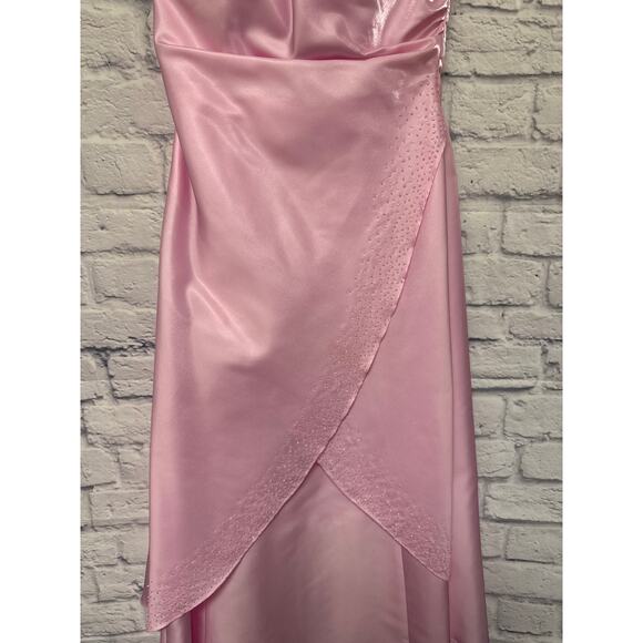 Morgan and Co. Vintage Pink 90s Y2K Fairy Rhinestone Strapless Formal Prom Dress - Picture 3 of 5